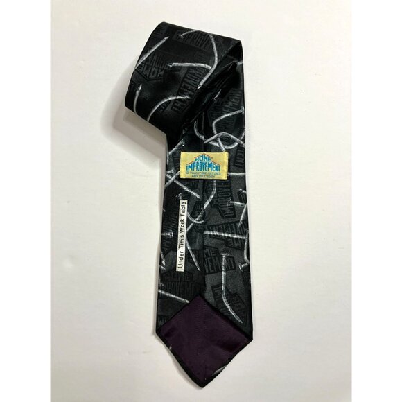 Home Improvement Mens Tie Black W/ Nails Construction Builder - Picture 3 of 5